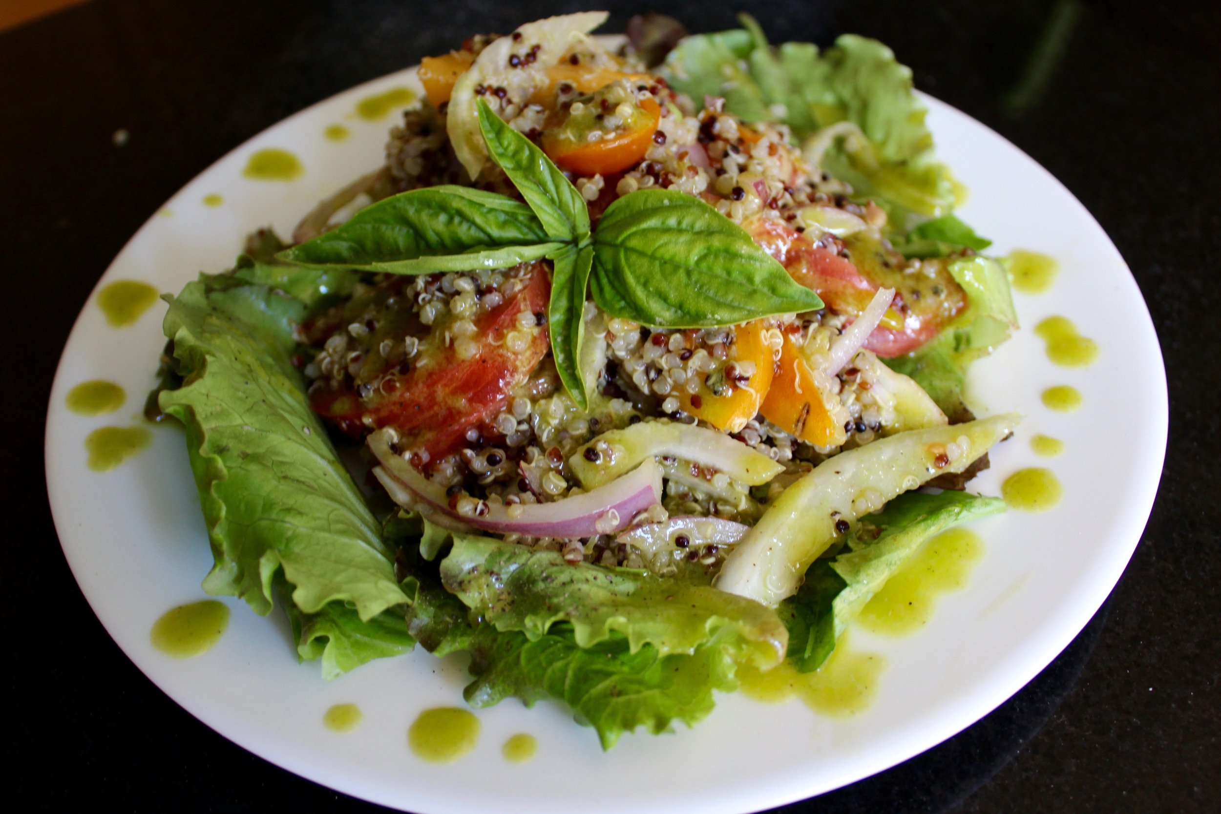 Tomato Quinoa Salad with Basil Vinaigrette